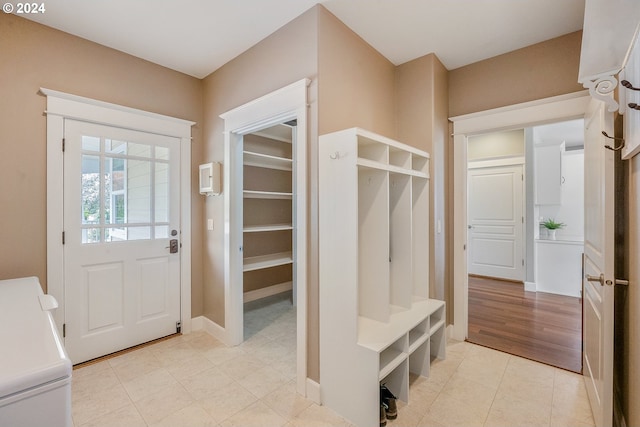 mudroom featuring light hardwood / wood-style floors