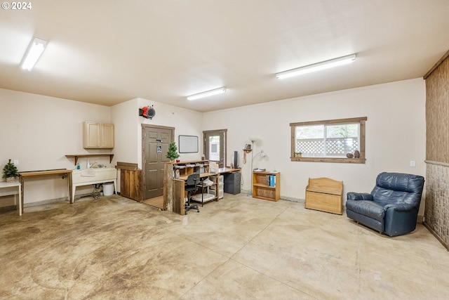 interior space featuring built in desk