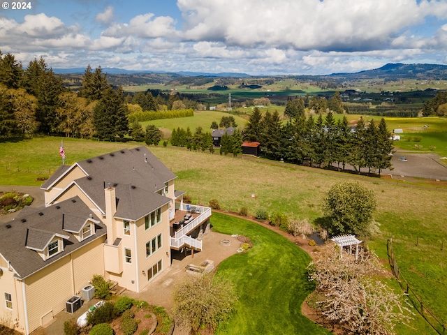 aerial view with a mountain view