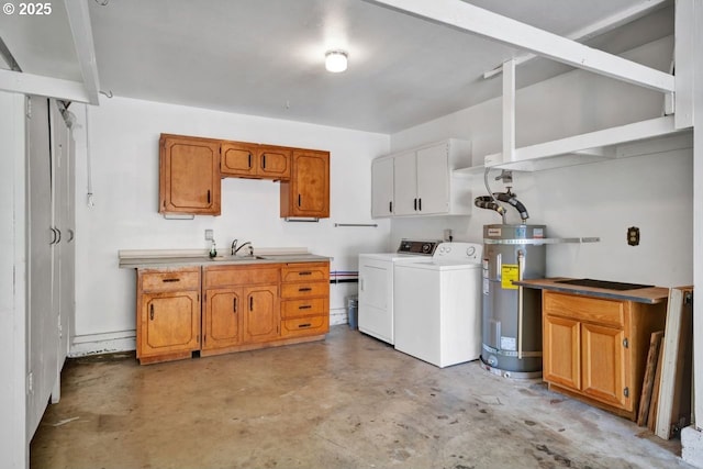 1361 City View St, Eugene, OR 97402 - laundry area with washer and dryer, cabinet space, and secured water heater