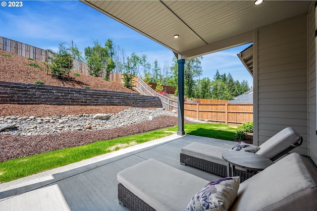 view of patio / terrace featuring a fenced backyard