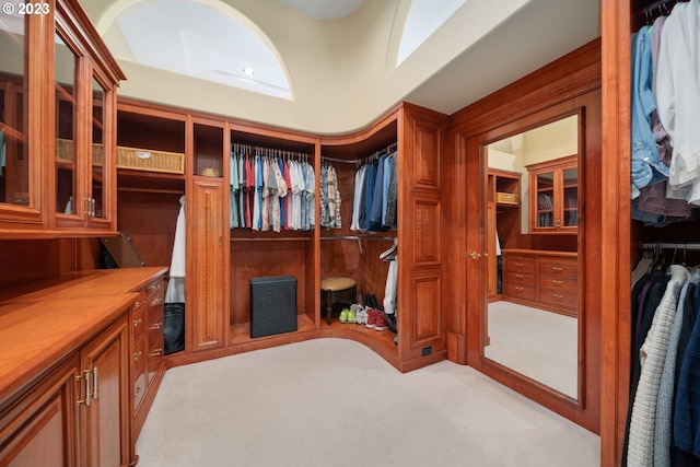 spacious closet with light carpet