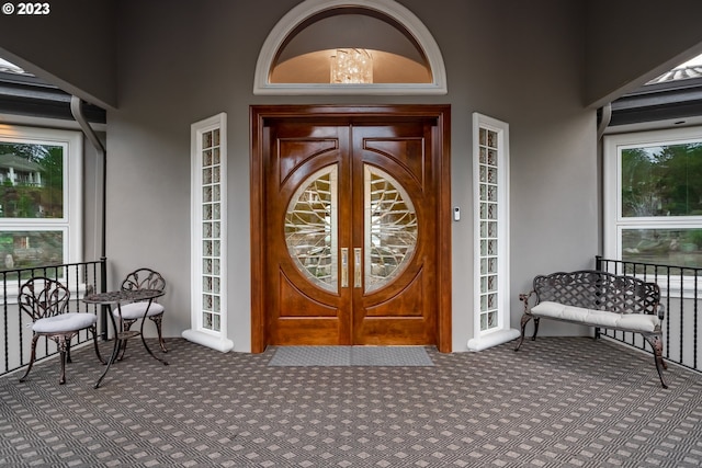 property entrance with french doors