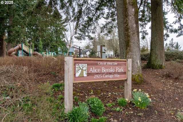 view of community sign