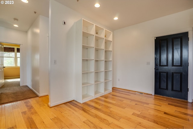 interior space with light hardwood / wood-style flooring