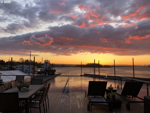 2901 NE Marine Dr Unit C-23, Portland, OR 97211 - deck at dusk with a water view and a dock