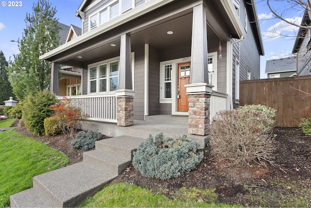 entrance to property with covered porch