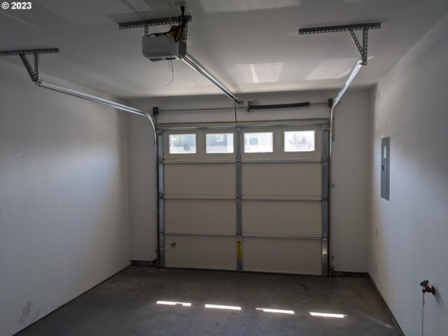 garage with a garage door opener