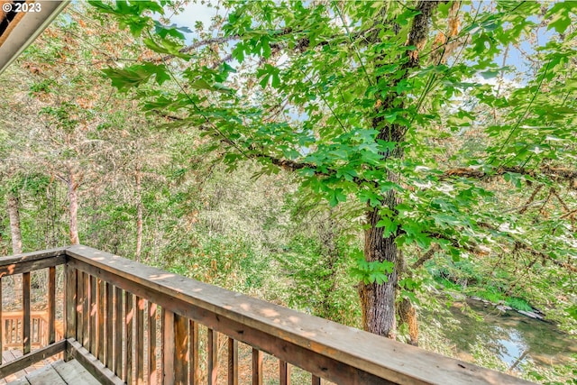 deck featuring a water view