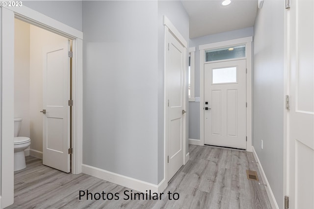 interior space with light hardwood / wood-style floors