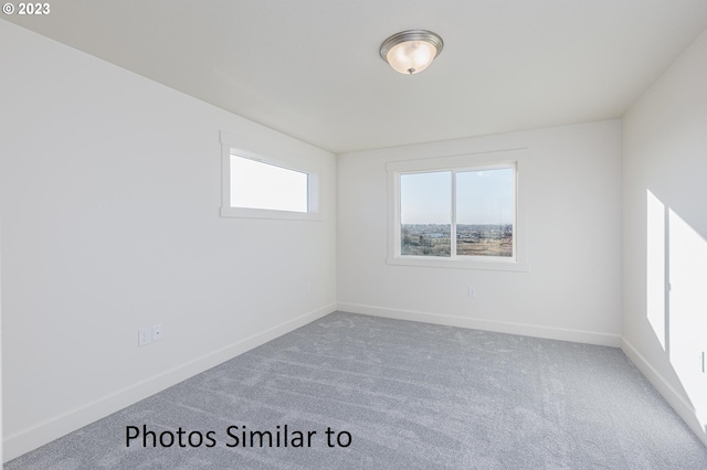 unfurnished room with light colored carpet