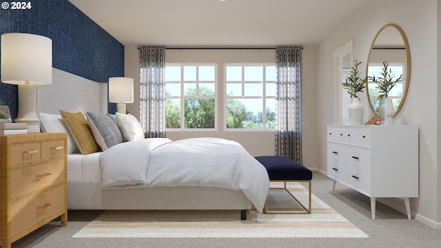 1717 Seven Mile Ln, Albany, OR 97322 - bedroom featuring wallpapered walls, carpet, and baseboards