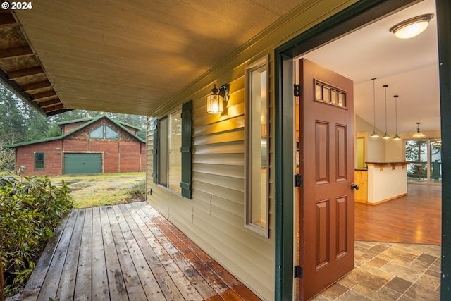 wooden terrace featuring a porch