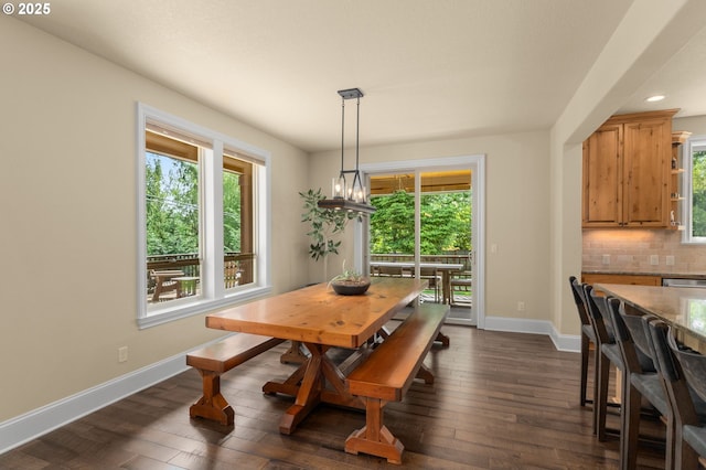 4425 SW 47th Dr, Portland, OR 97221 - dining space with plenty of natural light, baseboards, dark wood-type flooring, and recessed lighting