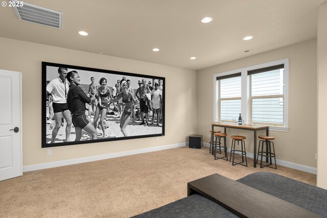 4425 SW 47th Dr, Portland, OR 97221 - home theater featuring carpet floors, recessed lighting, and baseboards