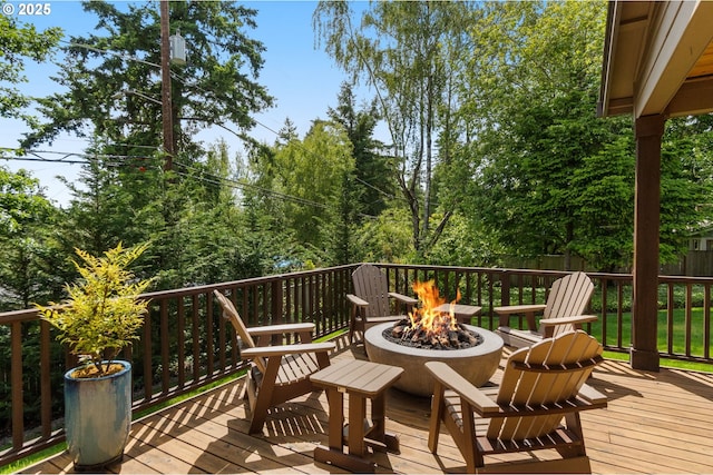 4425 SW 47th Dr, Portland, OR 97221 - wooden terrace with a fire pit