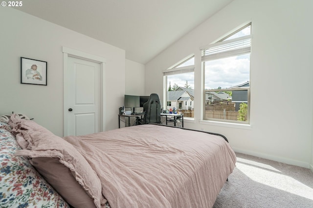 11492 SE Mt Talbert Ave, Happy Valley, OR 97086 - carpeted bedroom featuring vaulted ceiling, baseboards, and a desk