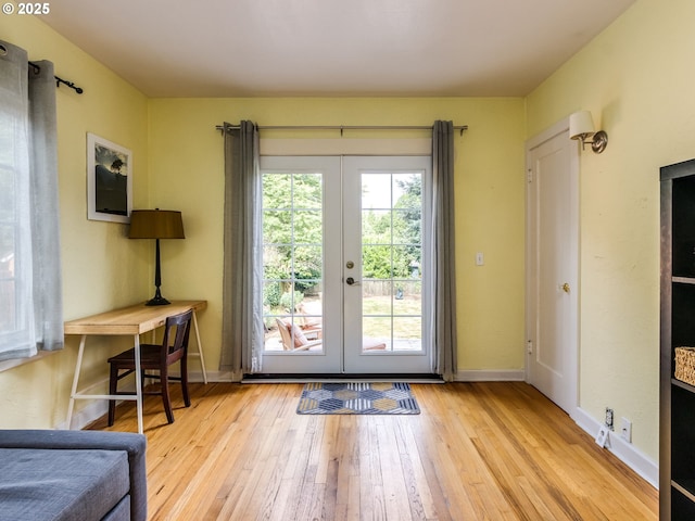 1405 NE 47th Ave, Portland, OR 97213 - entryway with french doors and hardwood / wood-style flooring