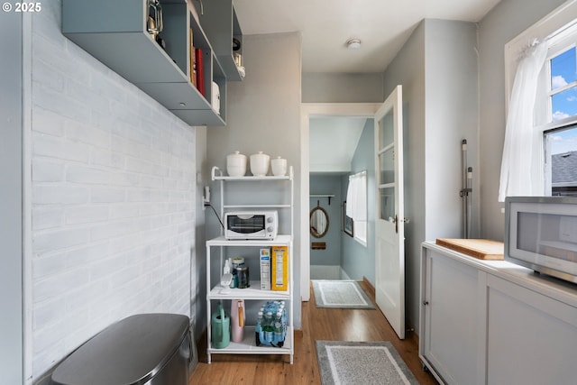 interior space with light hardwood / wood-style floors