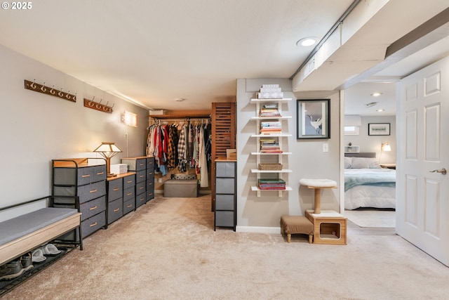 carpeted bedroom featuring a closet