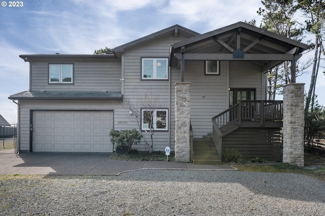 view of front of property featuring a garage