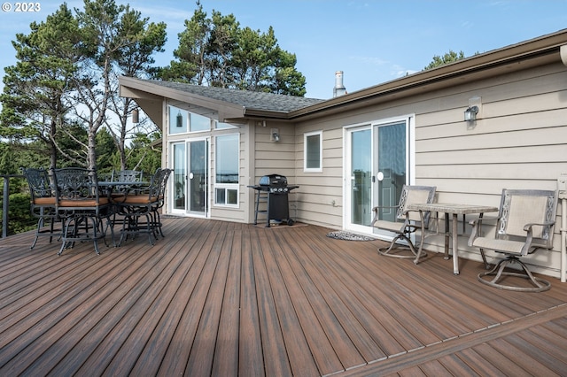 deck featuring grilling area