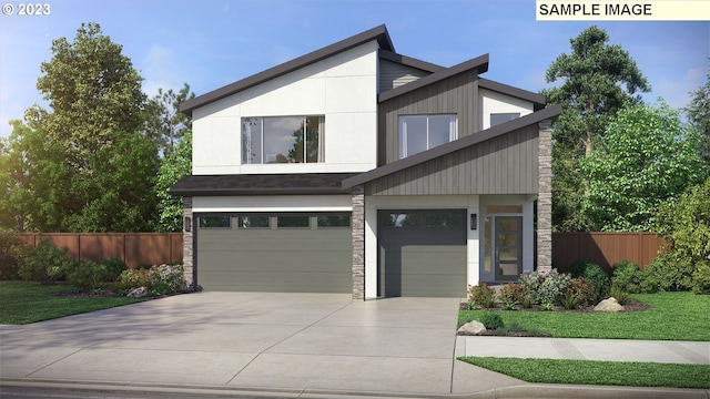 view of front of property with a garage