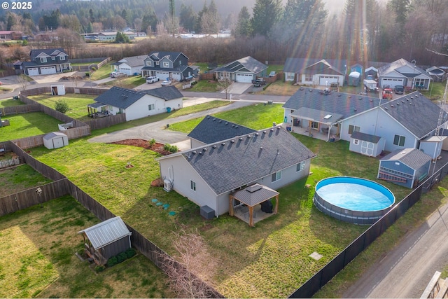 drone / aerial view with a residential view