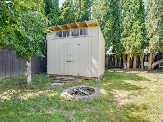 10204 NE 6th Ave, Vancouver, WA 98685 - view of shed with a fire pit and a fenced backyard
