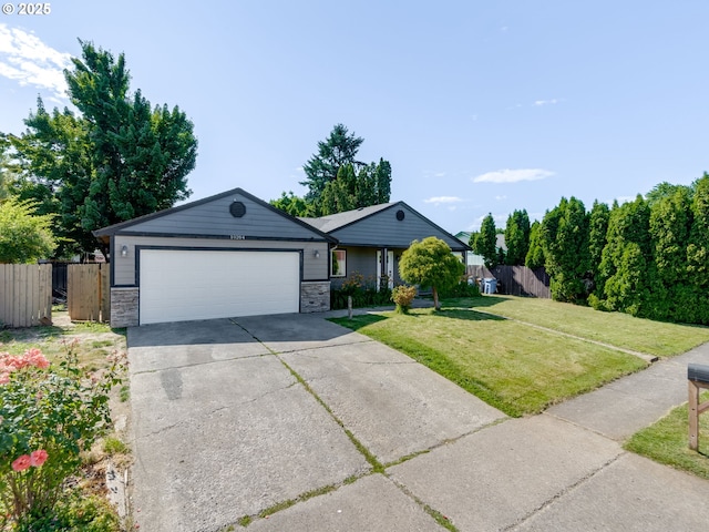 10204 NE 6th Ave, Vancouver, WA 98685 - ranch-style home with an attached garage, stone siding, and concrete driveway