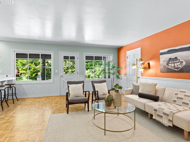 1209 Lake Garden Ct, Lake Oswego, OR 97034 - living room featuring plenty of natural light and a wainscoted wall