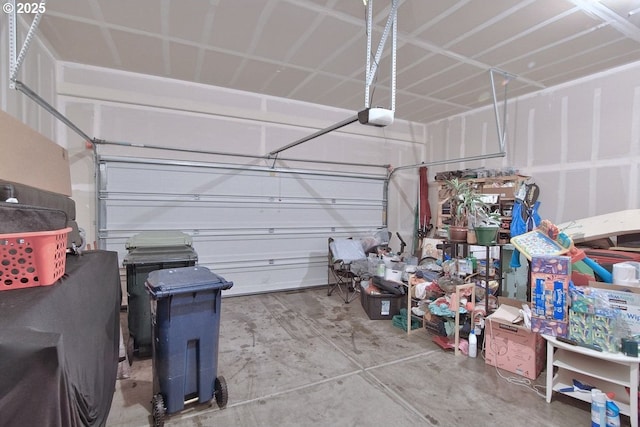 garage with a garage door opener