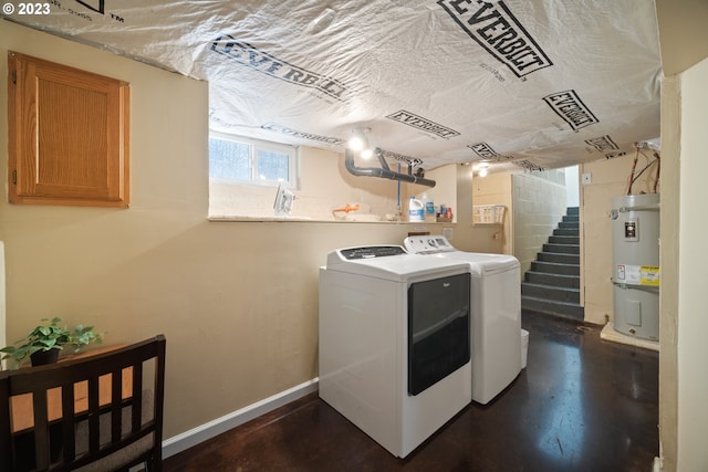 washroom featuring independent washer and dryer and secured water heater