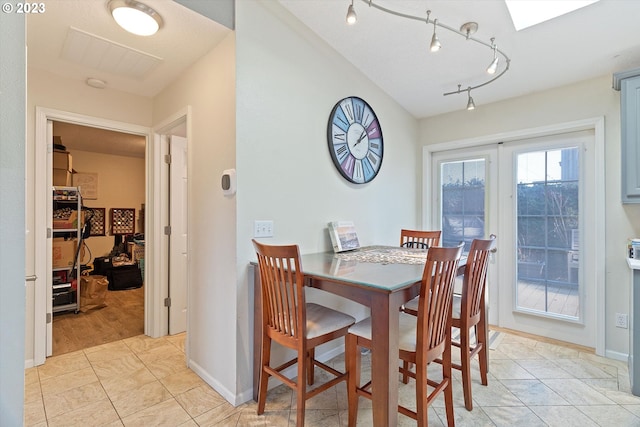 dining room with light tile patterned floors