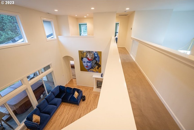 living room featuring light hardwood / wood-style floors