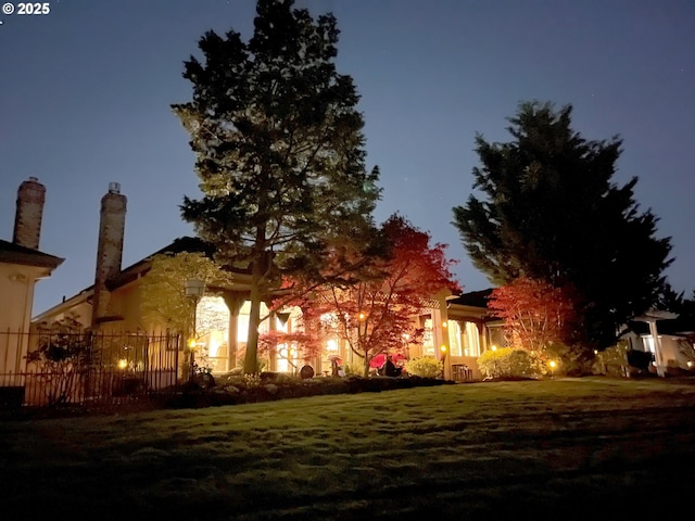 2037 NE 158th Pl, Portland, OR 97230 - property exterior at twilight featuring a chimney