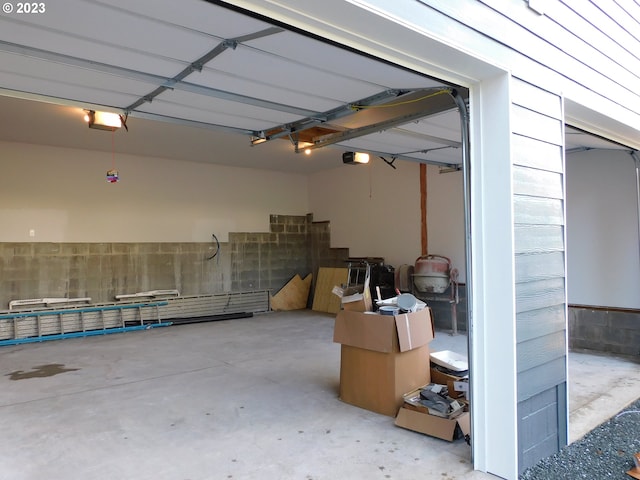 garage with a garage door opener