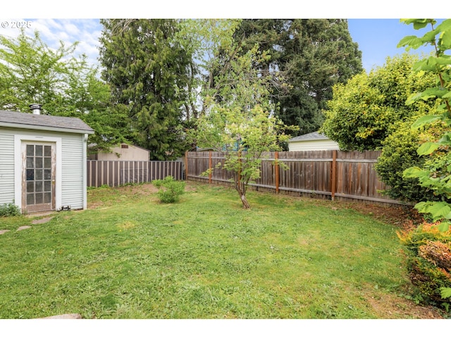 view of yard featuring a fenced backyard