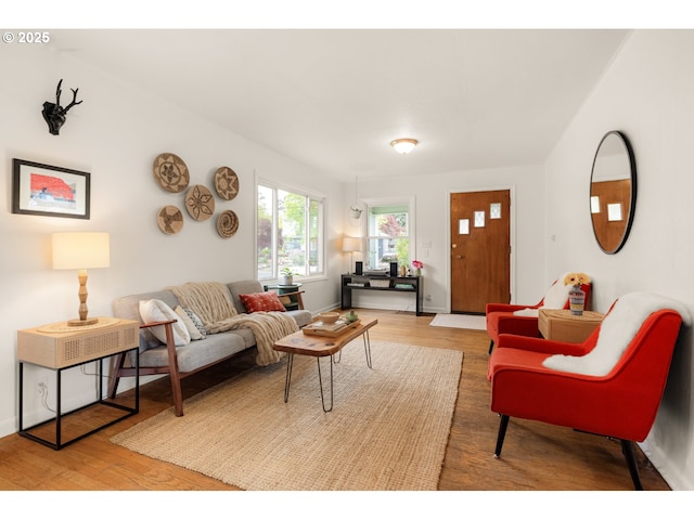 living area featuring wood finished floors