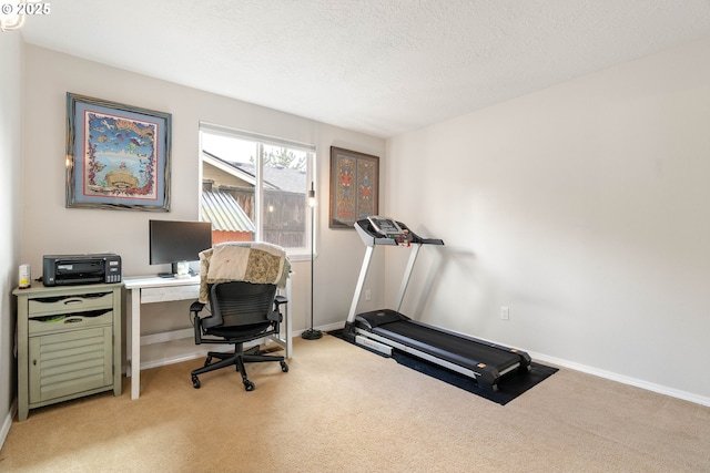 16190 SW Theresa Ct, Beaverton, OR 97007 - home office with light colored carpet, baseboards, and a textured ceiling