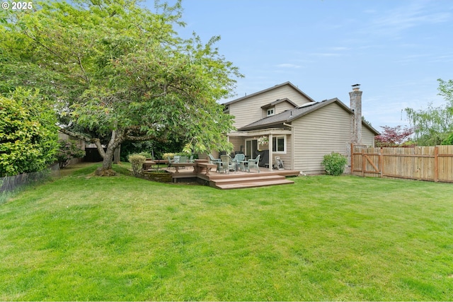 16190 SW Theresa Ct, Beaverton, OR 97007 - back of property featuring a wooden deck and a chimney