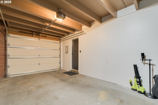 garage with a garage door opener