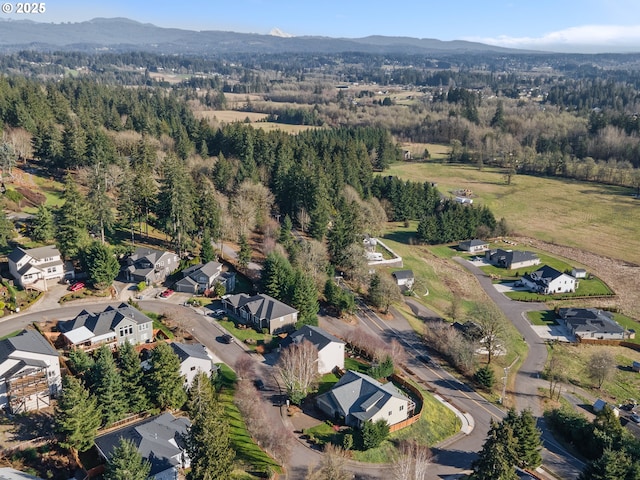 1617 NE 1st St, Battle Ground, WA 98604 - aerial view of property's location featuring a mountain backdrop and nearby suburban area