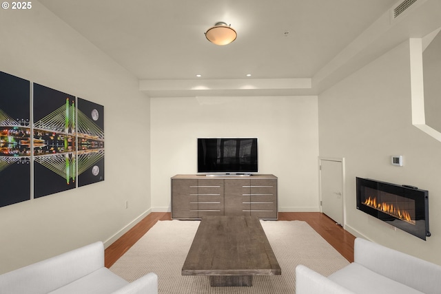 living room with hardwood / wood-style flooring