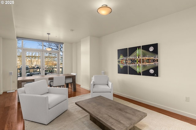 living room with hardwood / wood-style floors