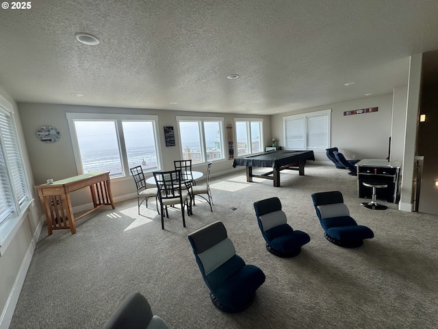 6604 NE Logan Rd, Lincoln City, OR 97367 - recreation room with carpet, a textured ceiling, and billiards