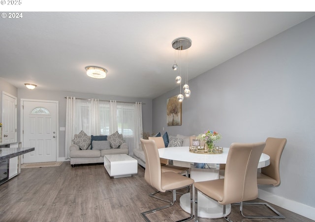 dining space featuring hardwood / wood-style flooring