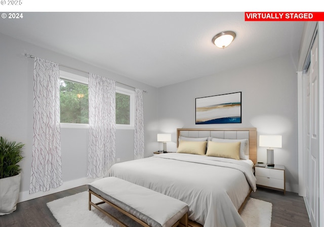 bedroom featuring dark wood-type flooring