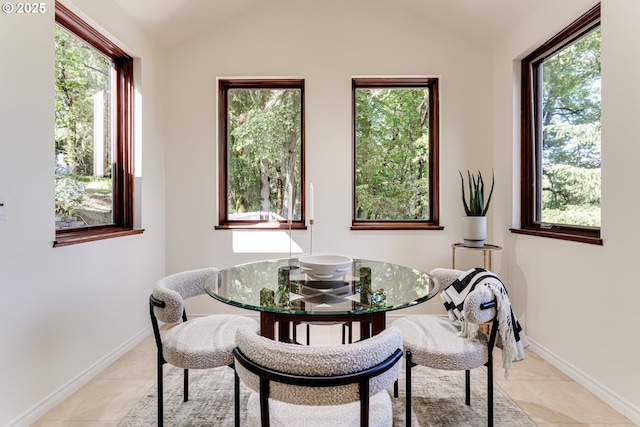 27161 Briggs Hill Rd, Eugene, OR 97405 - dining space with vaulted ceiling, plenty of natural light, and baseboards