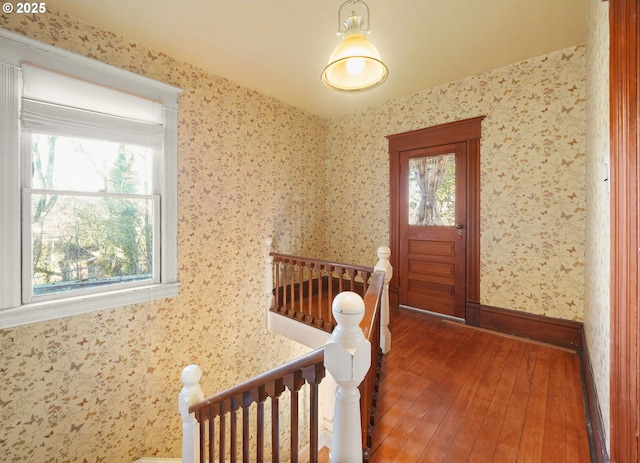 interior space with dark wood-type flooring